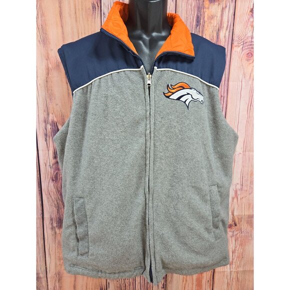 Denver Broncos Reversible Fleece & Nylon Jacket Vest XL - Picture 1 of 7